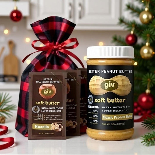 NUT BUTTER GIFT SET (12OZ JAR PEANUT BUTTER + THREE 1.15OZ HAZELNUT BUTTER POUCHES)