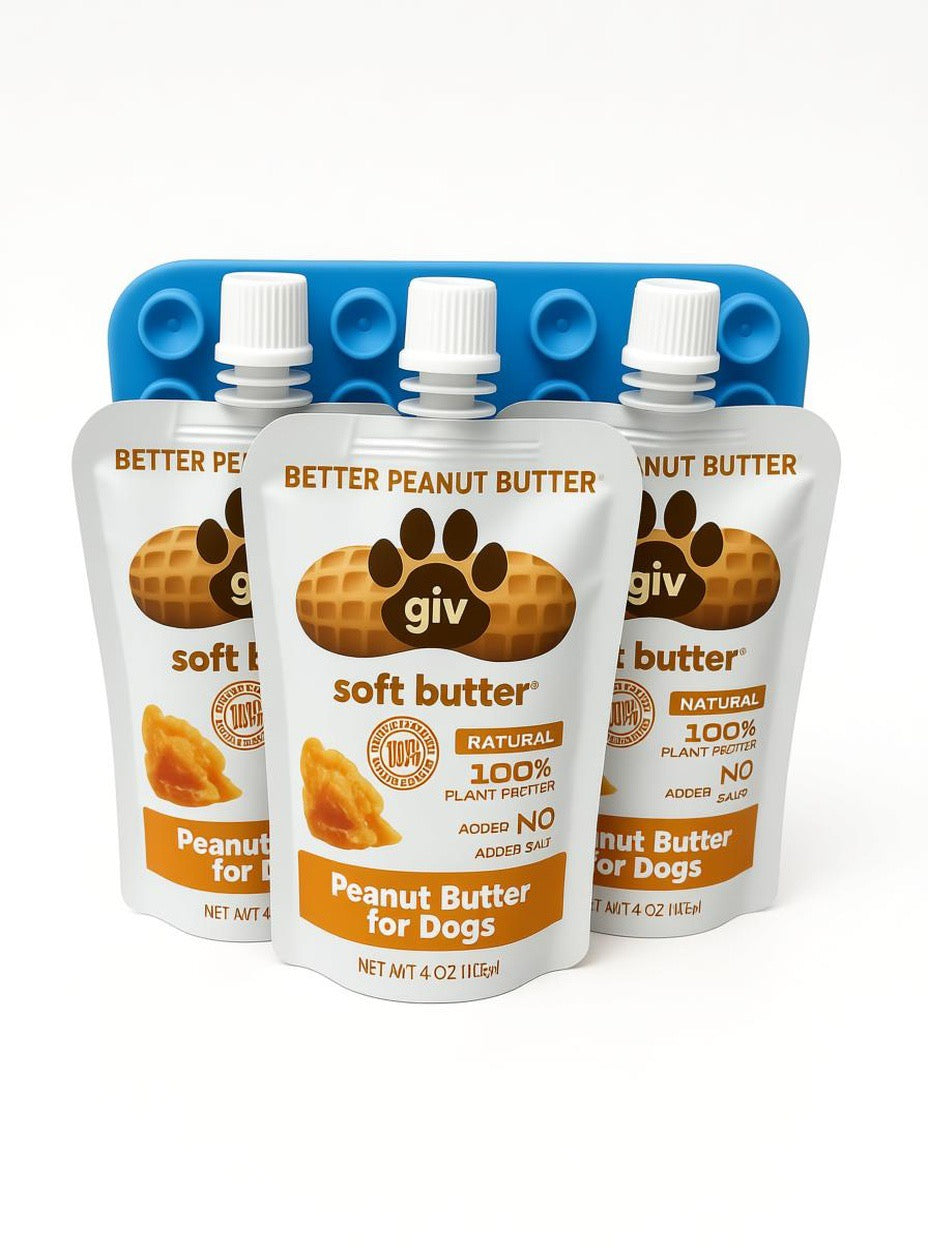 DOG SAFE PEANUT BUTTER 4OZ POUCH 3 COUNT WITH LICK MAT