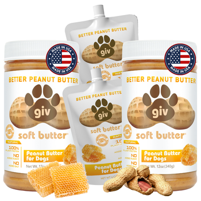 DOG SAFE PEANUT BUTTER 2 JAR BUNDLE WITH TWO 4OZ POUCHES