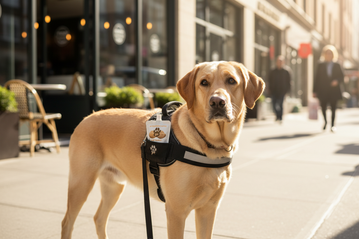 Seeing Eye Dog with Pouch on Harness
